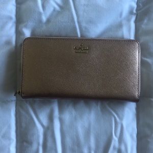 Kate Spade rose gold large trendy wallet